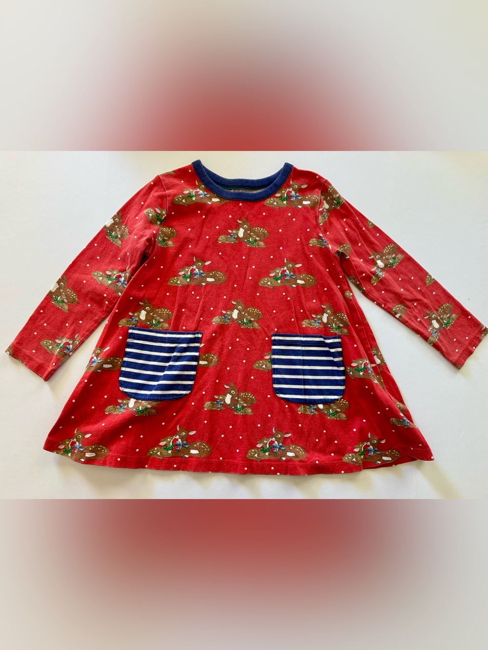 Boden 6/7 girl red holiday dress with pockets
